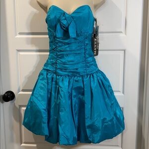 Vintage Positively Ellyn 80s blue Strapless Party Dress Size 10 NWT